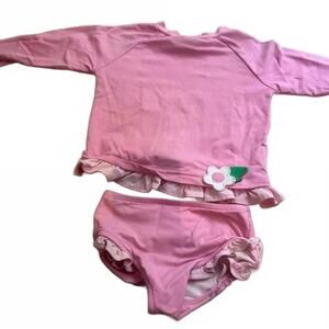 NEW FLORENCE EISEMAN girls rash guard tankini in pink